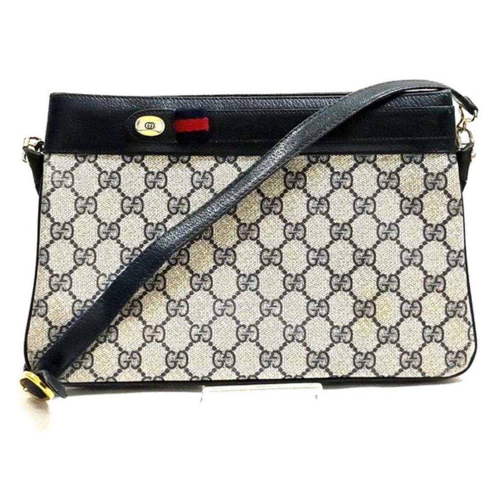 Gucci Sherryline Navy Blue PVC Leather Shoulder Bag